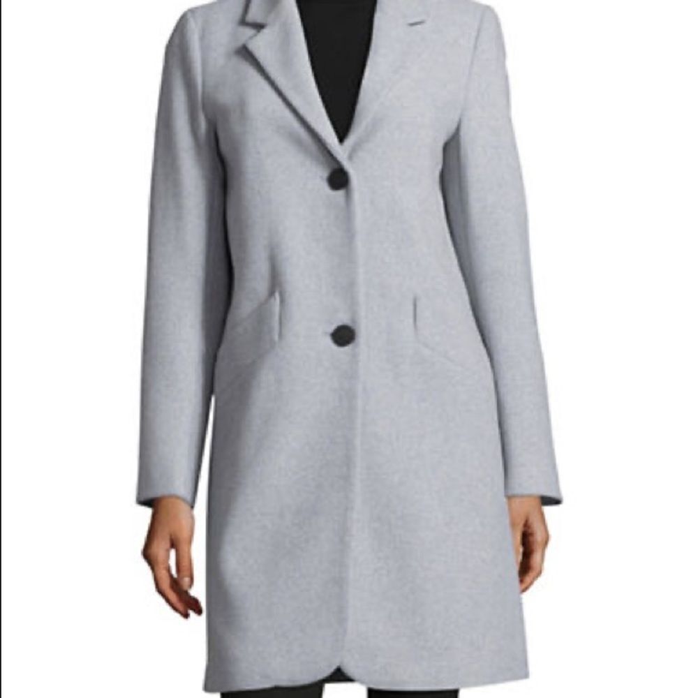 Marc New York Solid Woven Reefer Coat-GREY-4